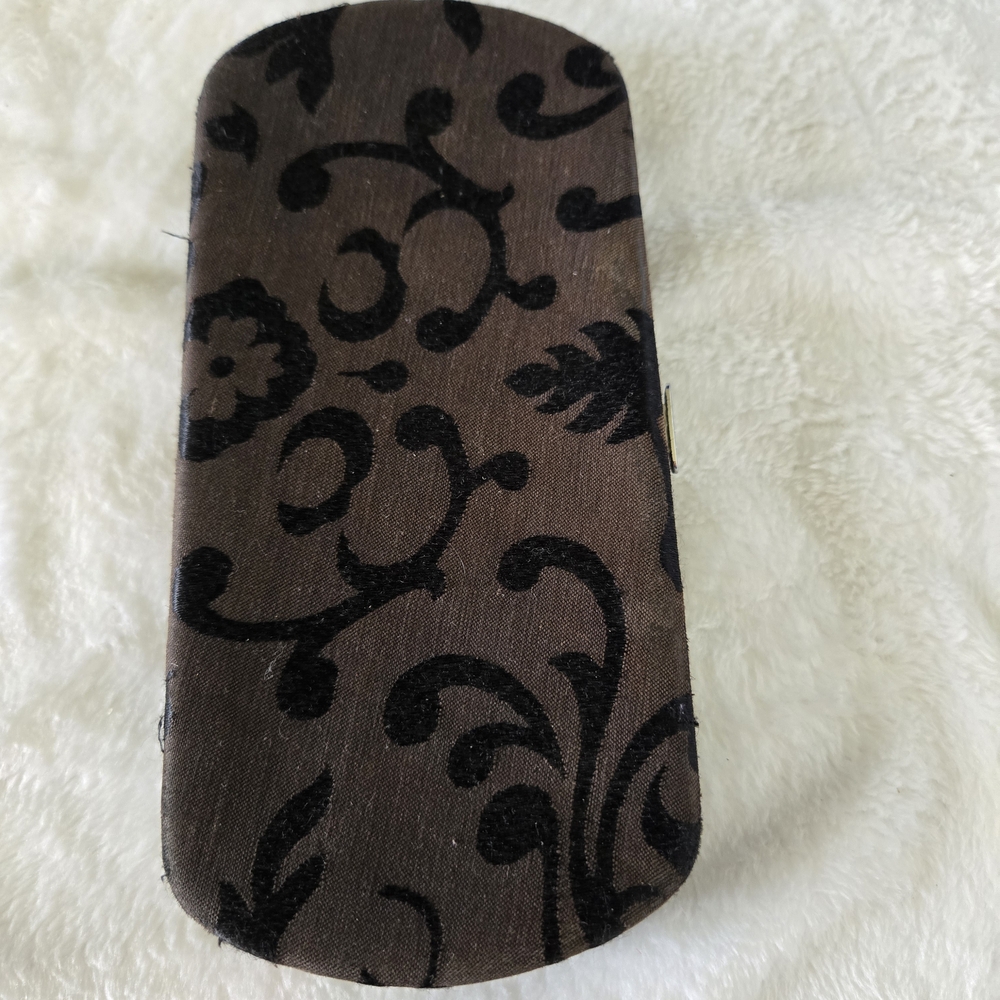 Brown and Black Floral Eyeglass Case